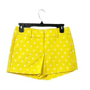 Ann Taylor Factory Petite Signature Shorts Yellow White Polka Dots Size 2P